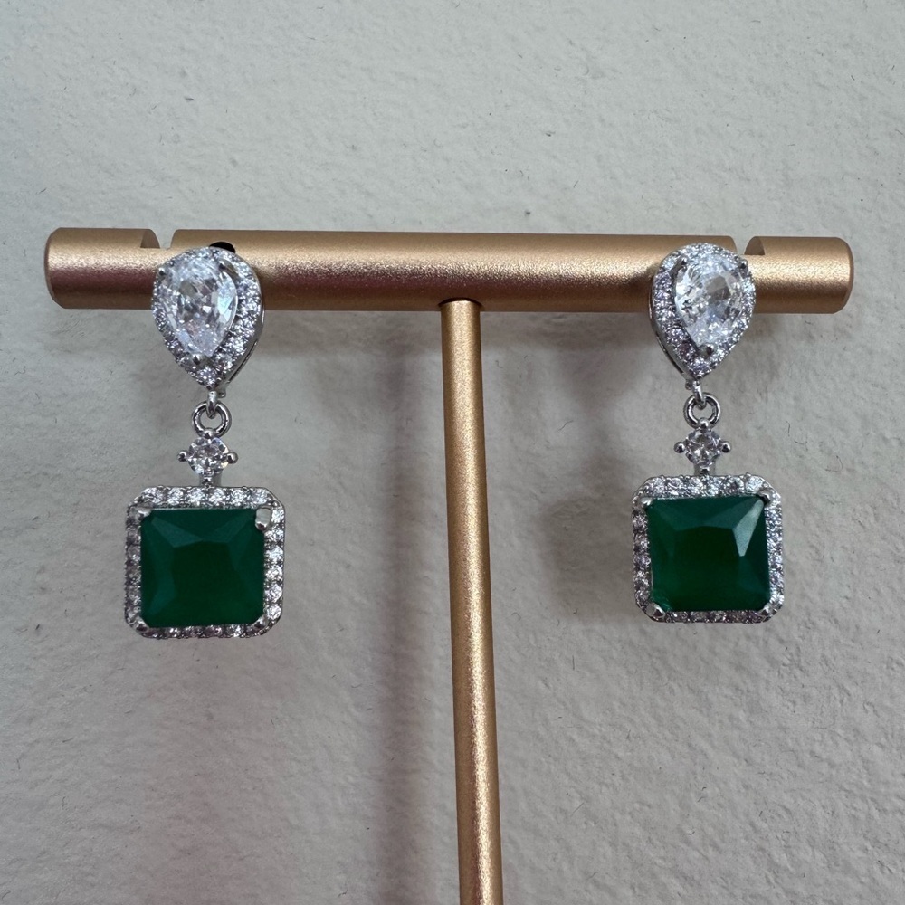 Green Dangle Earrings for Women - Picture 3 of 3